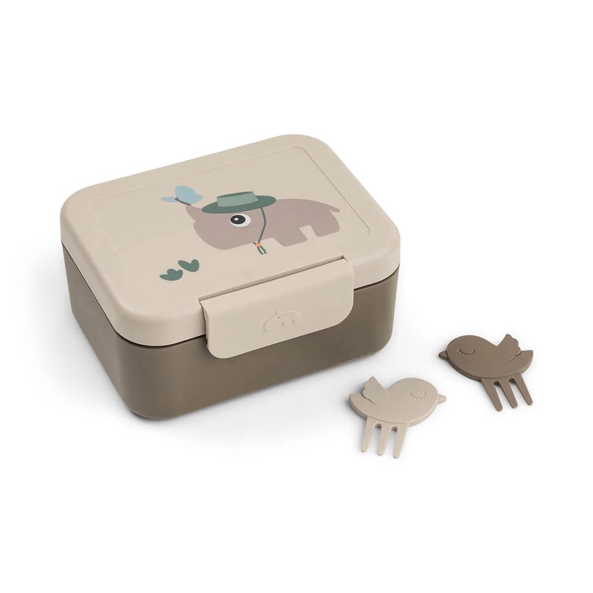 Done by Deer - Tiny lunch box w/snack picks - Tiny trails Sand - 13 x 11 x H 6 cm v:7610697