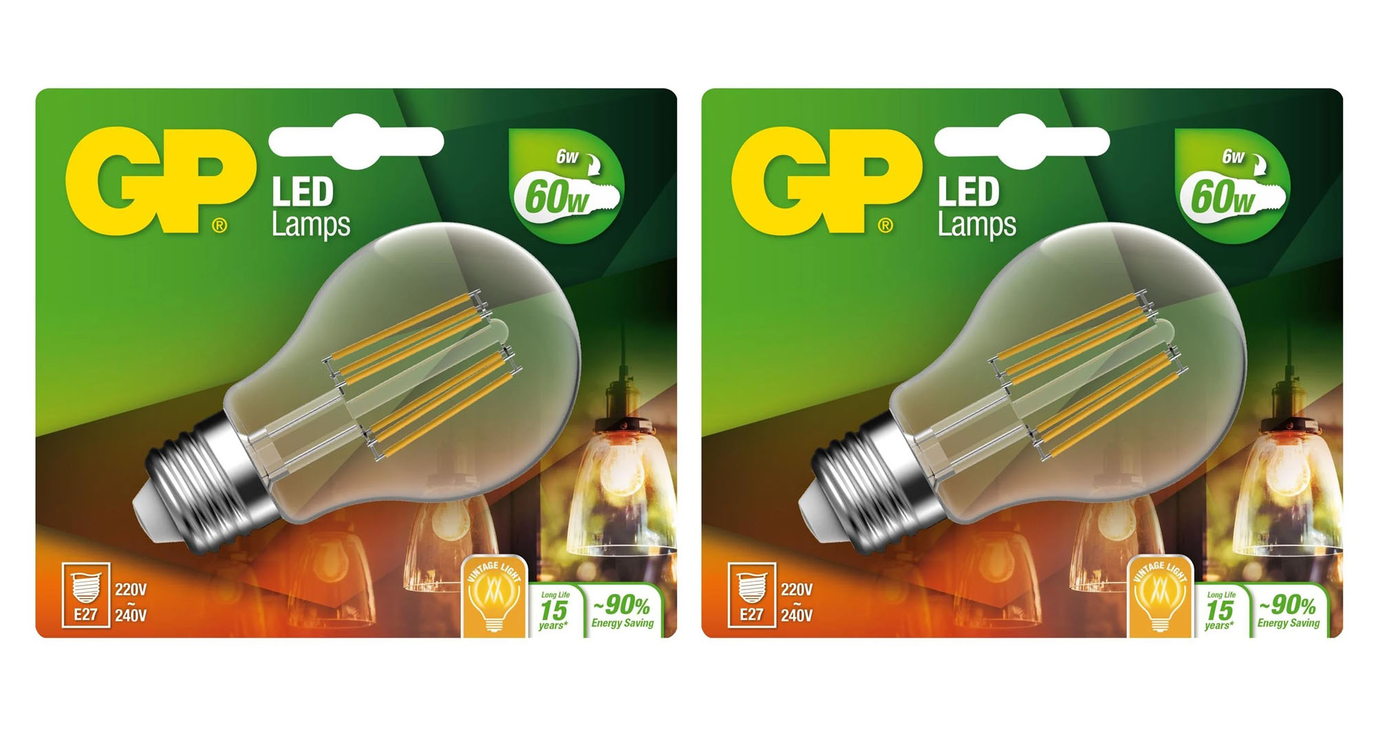 GP - LED Lamp Classic Filament, E27, 6W (60W), 806lm I Bundle (2 Pcs) v:9568506