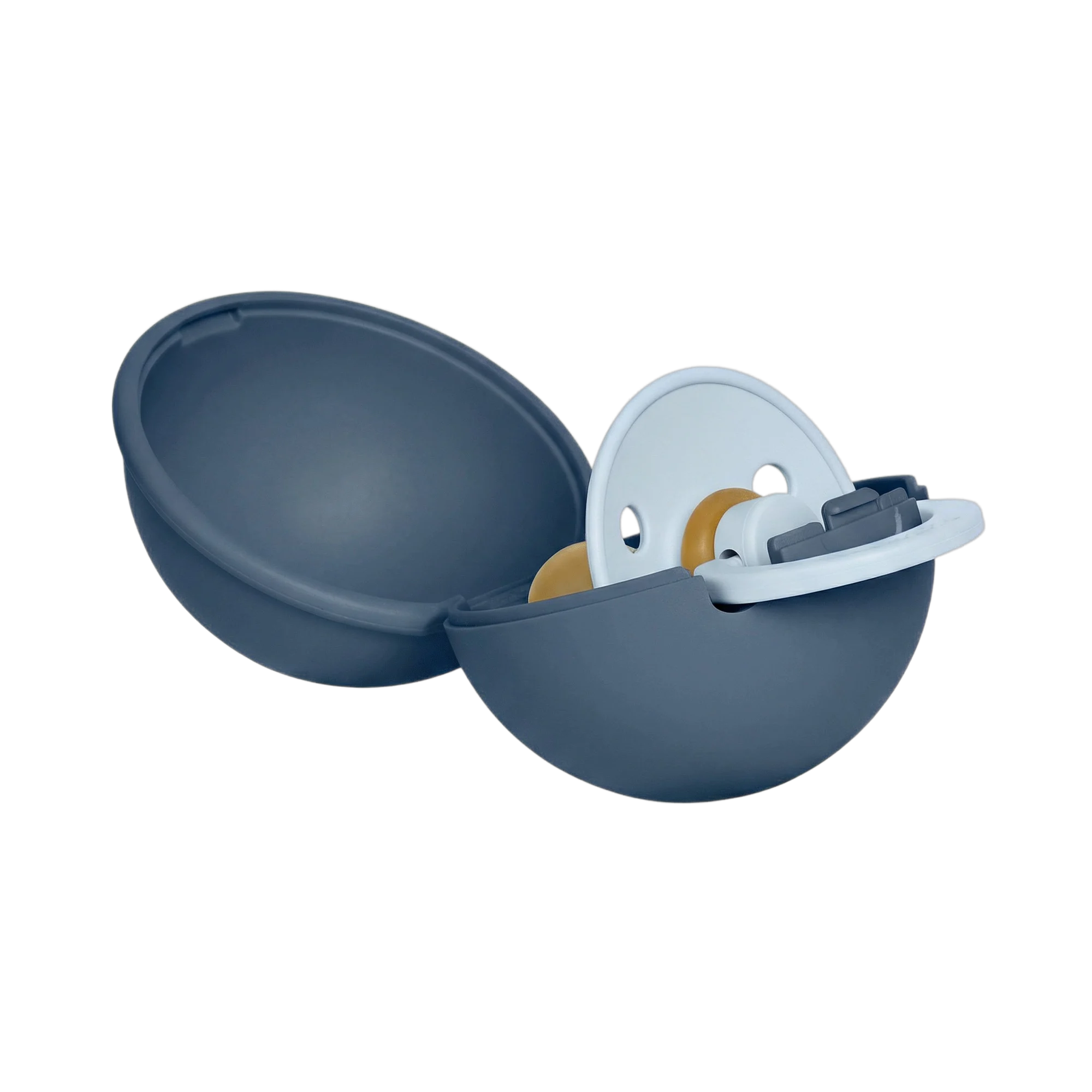 BIBS – Colour Pacifier Round Latex & Pacifier Case Mini – Baby Blue / Steel Blue – Size 2 v:9593863