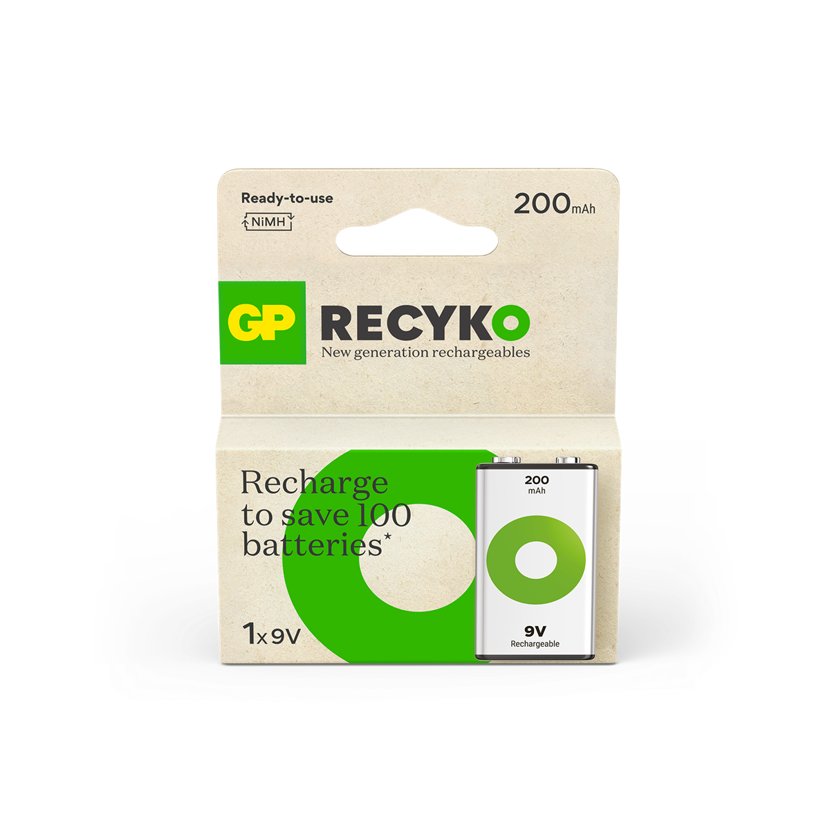 GP – ReCyko Rechargeable 9V-battery, 200 mAh (1-pack) v:5416453 GP – ReCyko Rechargeable 9V-battery, 200 mAh (1-pack) v:5416453