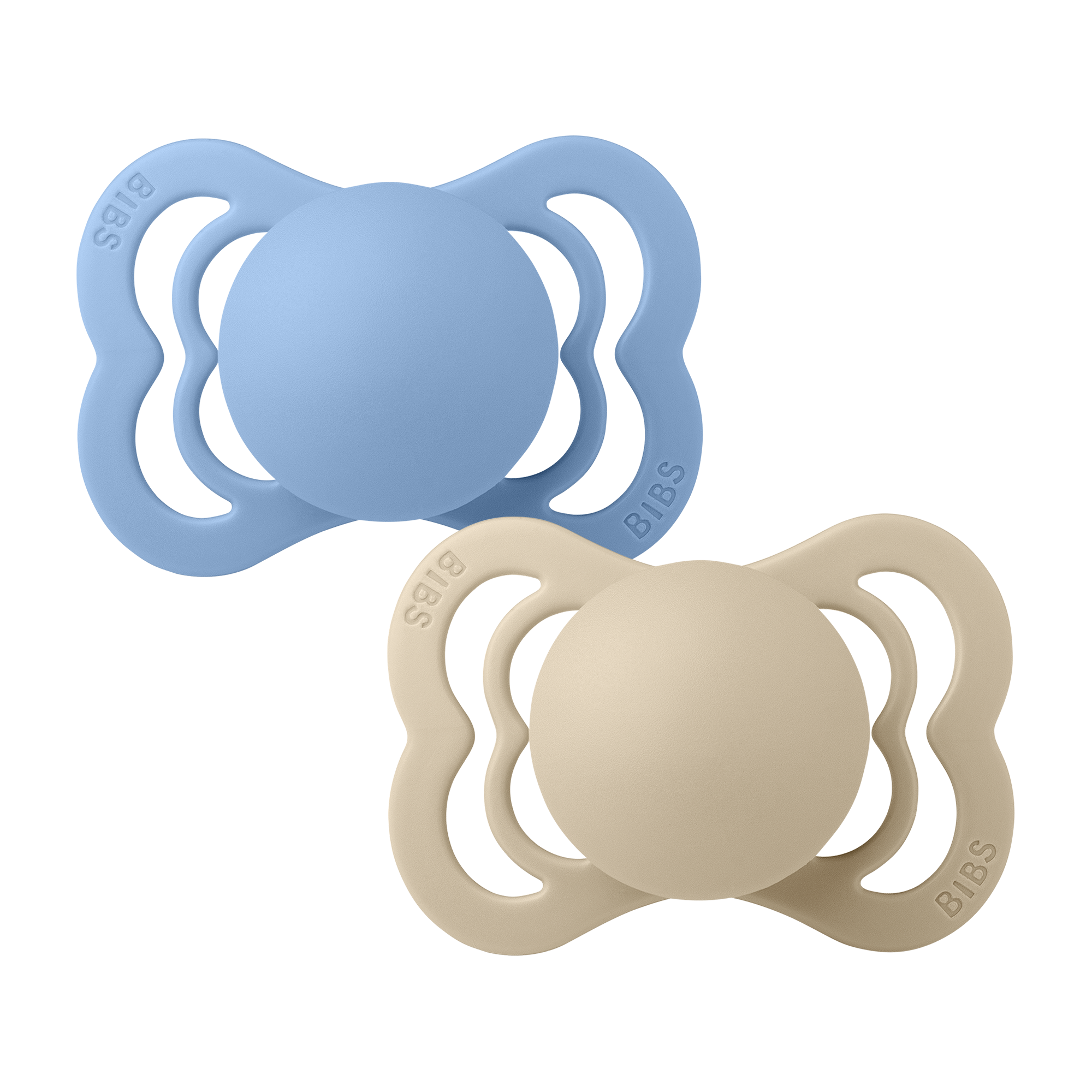 BIBS - Pacifier Supreme 2 PACK Silicone - Vanilla/Sky Blue - Size 1 v:8369879