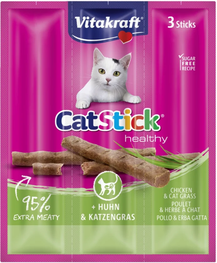 Vitakraft - Cat Stick chicken & cat grass 3 sticks 18 g (31219) v:6592092