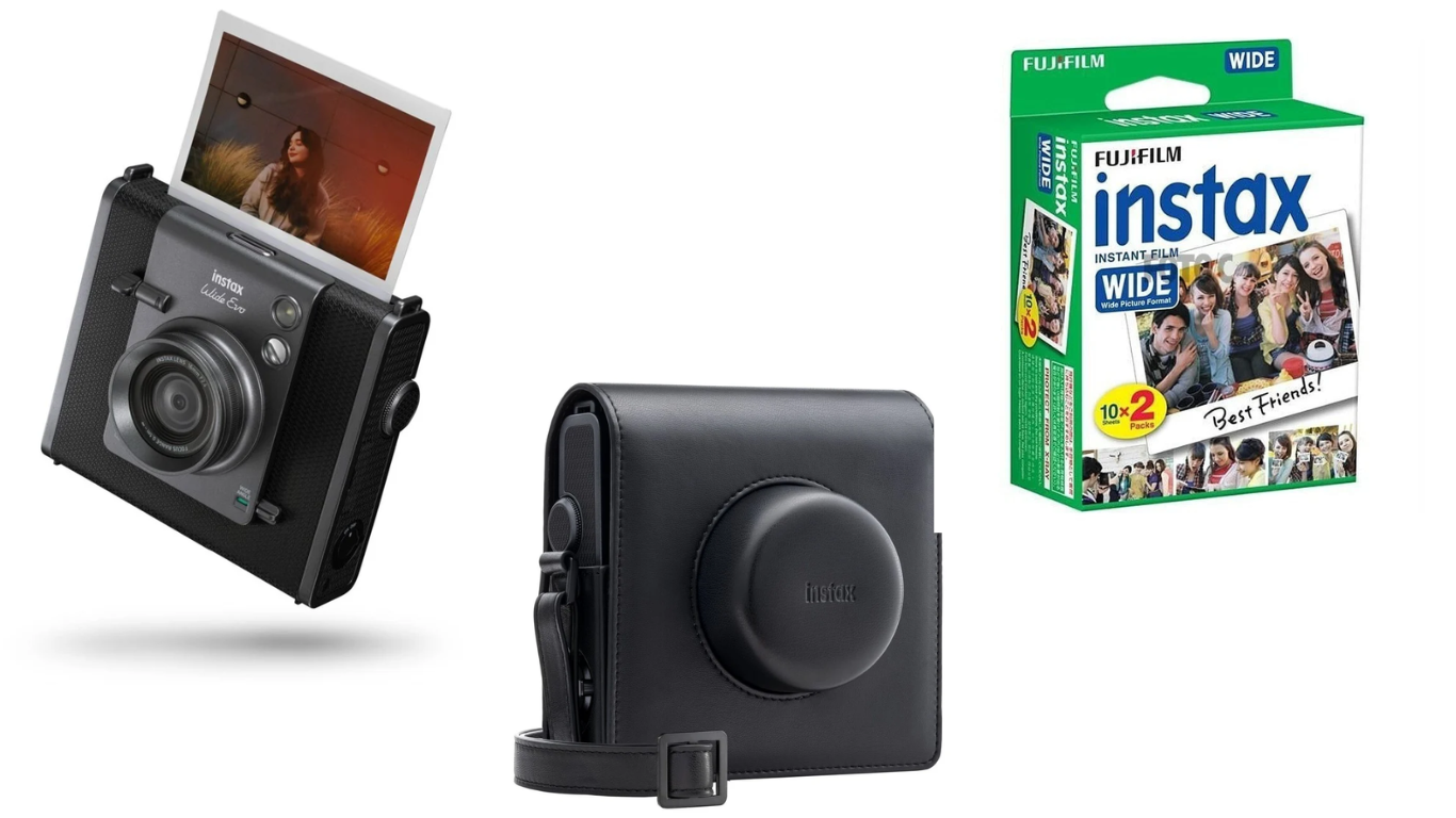 Fuji – Instax Wide Evo Hybrid Camera Bundle with case & 20shots film – Gratis frakt v:9227117
