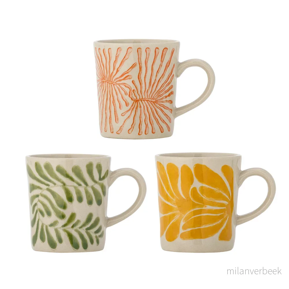 Bloomingville – Fauni Cup – Multicoloured Stoneware – Set of 3 – Gratis frakt v:4321932