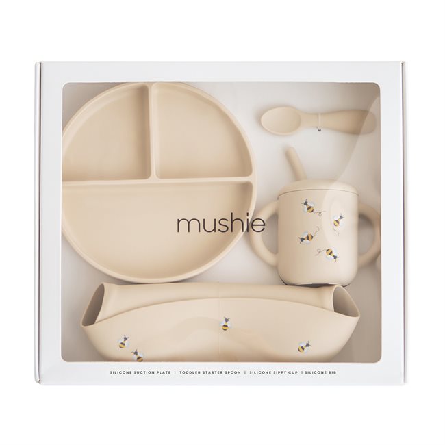 Mushie – Silicone Feeding Toddler Set – Bees – Multi – Gratis frakt v:5981035
