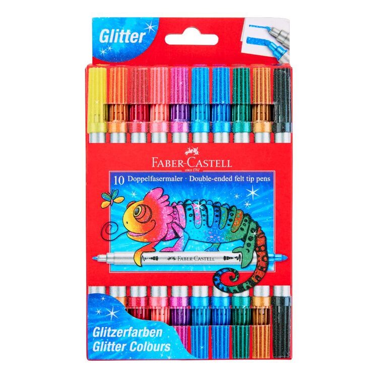 Faber-Castell – Double Tip Glitter Markers – 10 Asst. (151107) v:1651745 Faber-Castell – Double Tip Glitter Markers – 10 Asst. (151107) v:1651745