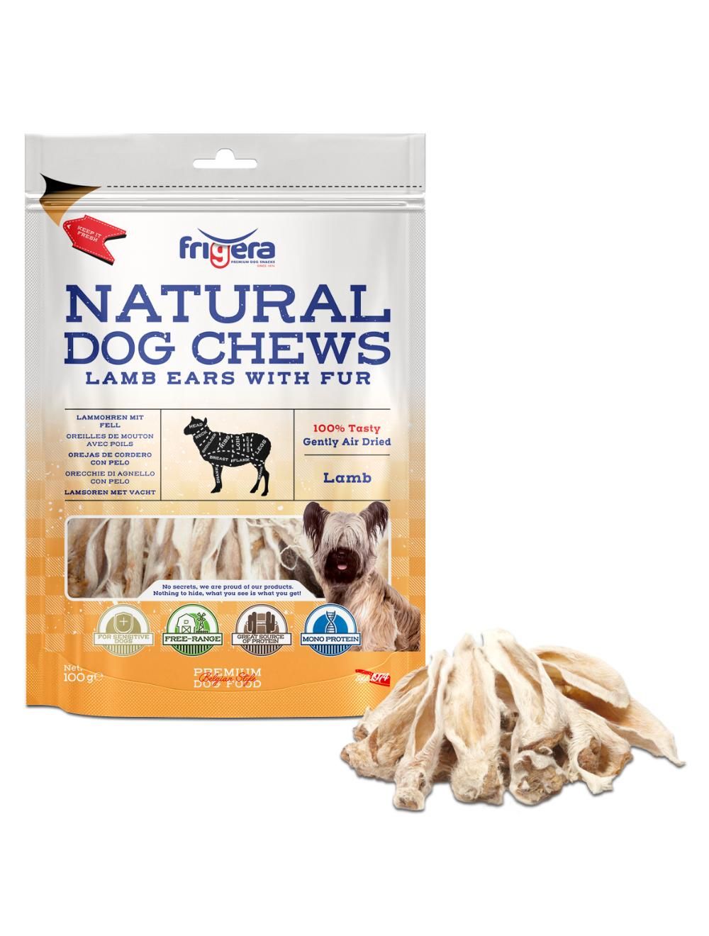 Frigera – Natural Dog Chews Lamb ears with hair 100gr (402285861778) v:1549909