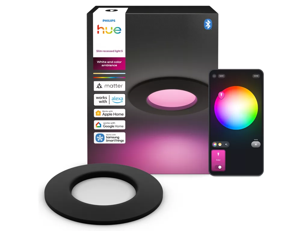 Philips Hue – White & Color Ambiance Slim Innbyggingsspot – Sort – 90mm – Gratis frakt v:3056722 Philips Hue – White & Color Ambiance Slim Innbyggingsspot – Sort – 90mm – Gratis frakt v:3056722