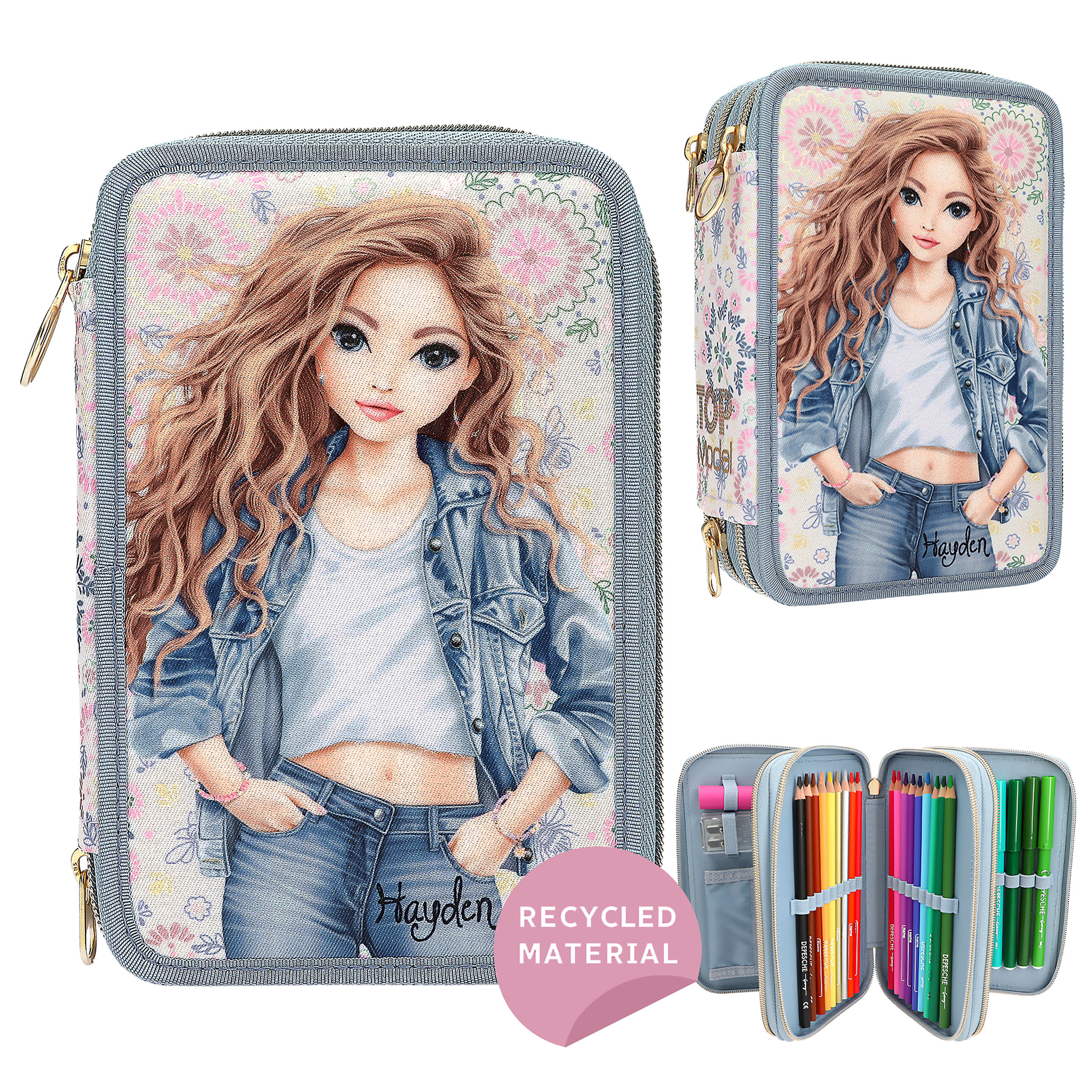 Topmodel – TOPModel Trippel Pennal – FESTIVAL FUN – Cream, Light Blue – Gratis frakt v:5130984 Topmodel – TOPModel Trippel Pennal – FESTIVAL FUN – Cream, Light Blue – Gratis frakt v:5130984