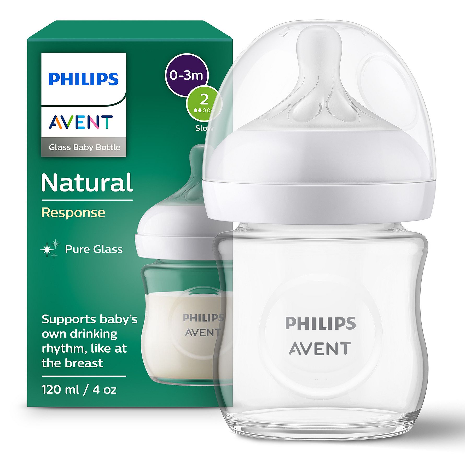 Philips Avent – Glas Baby Bottle, 1 Bottle, 4oz/125ml, Slow Flow Nipple, 0-3m v:3142610 Philips Avent – Glas Baby Bottle, 1 Bottle, 4oz/125ml, Slow Flow Nipple, 0-3m v:3142610