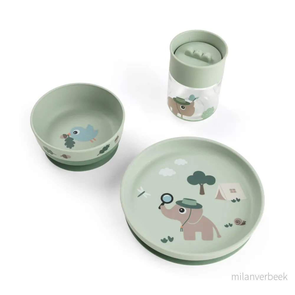 Done by Deer – Foodie dinner set with 360° cup Tiny trails – Green v:6272477