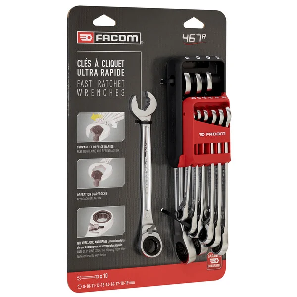 Facom 467BR.JP10PB 8mm – 19mm Rapid Reversible Ratchet Wrench Set With Holder (10 pc.) – Gratis frakt v:4769944 Facom 467BR.JP10PB 8mm – 19mm Rapid Reversible Ratchet Wrench Set With Holder (10 pc.) – Gratis frakt v:4769944