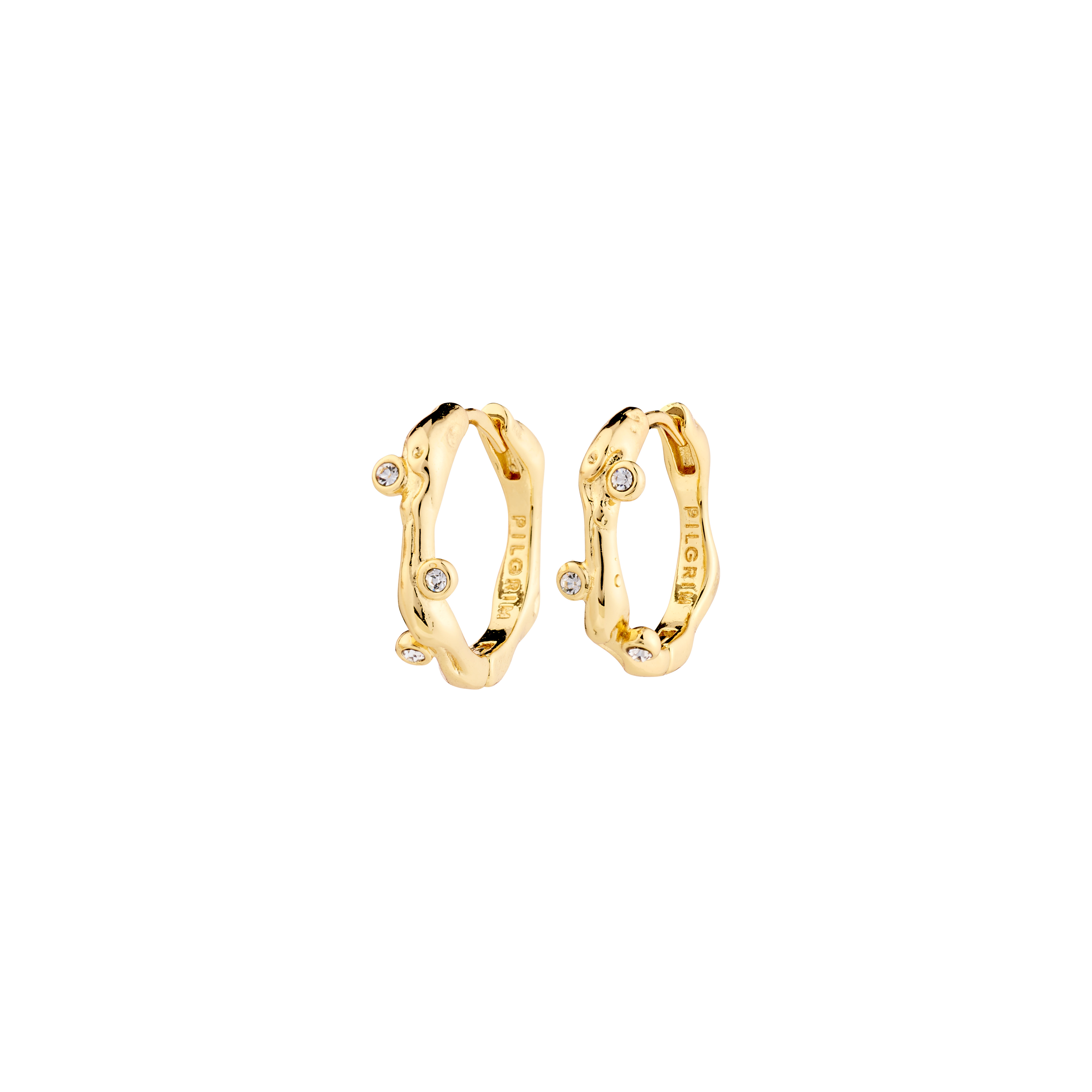 PILGRIM - HERMIONE Crystal Hoop Earrings - Gold v:7792492