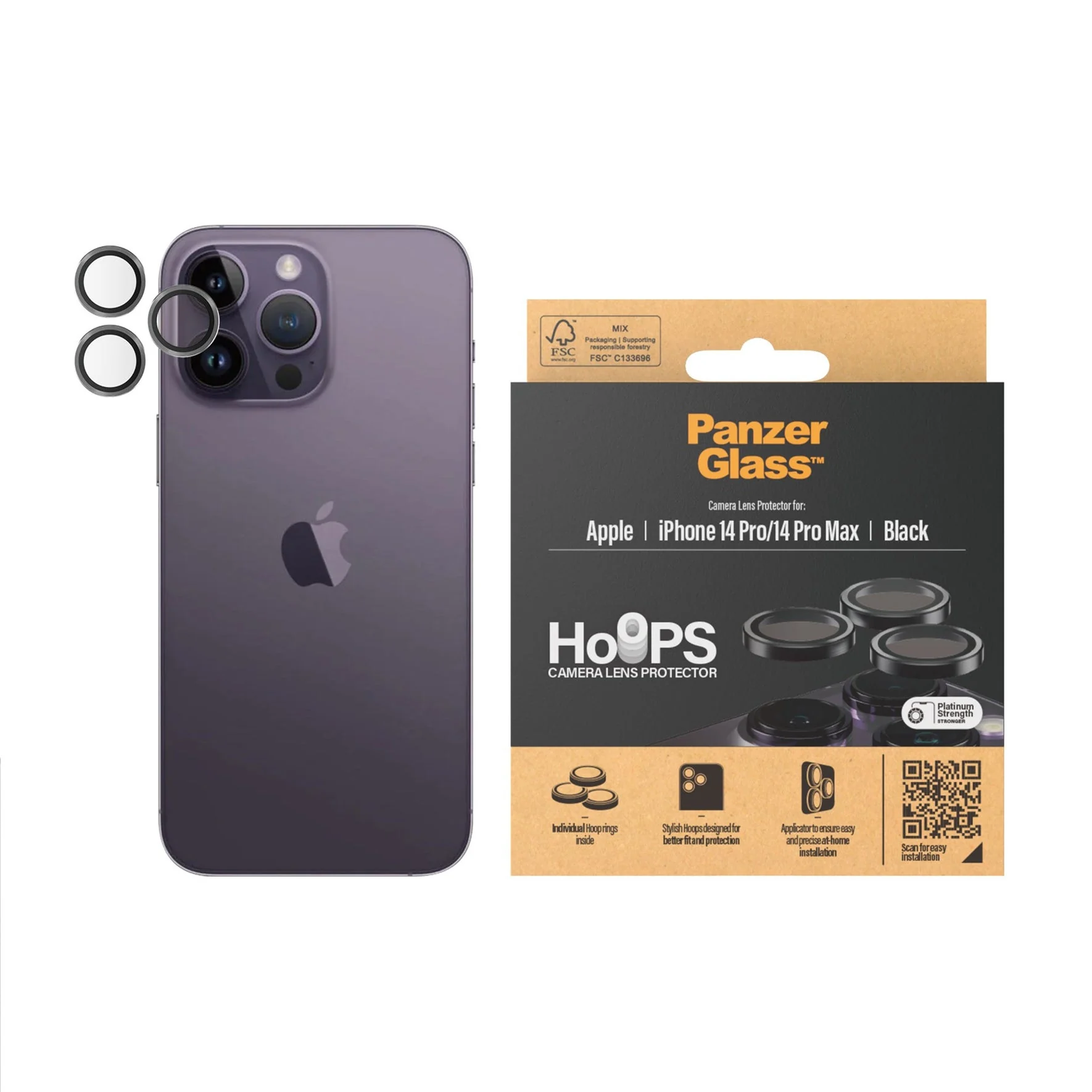 PanzerGlass - Hoops Camera Lens Protector iPhone 14 Pro/14 Pro Max - Black v:3110583
