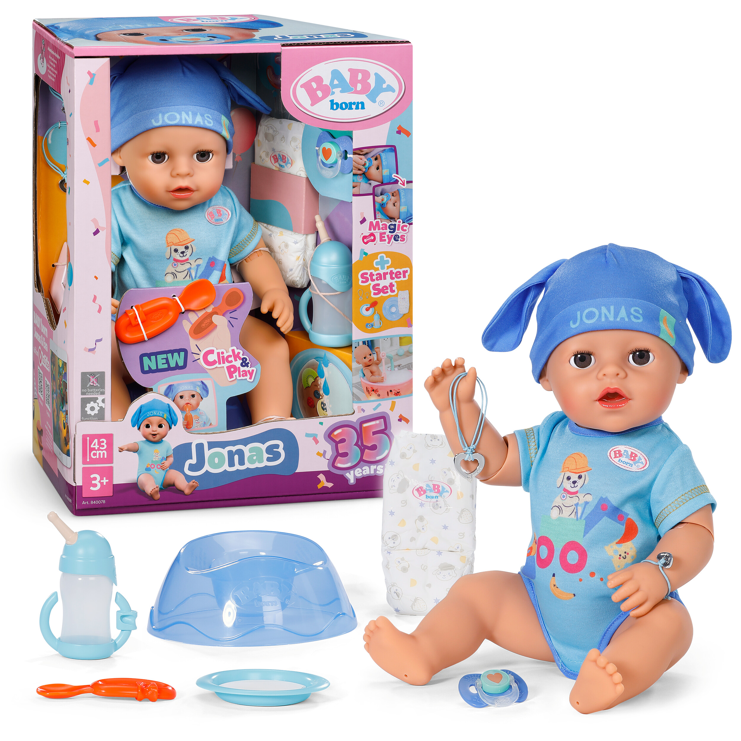 BABY born - Jonas Click and Play 43cm (840078) - Gratis frakt v:9635221