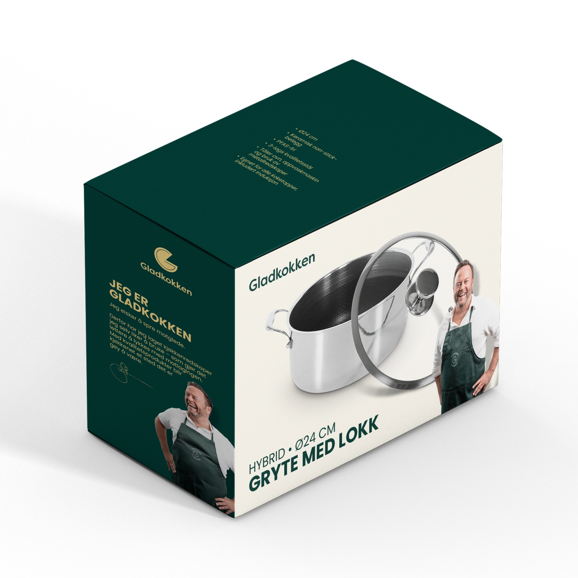 Gladkokken – Hybrid gryte med lokk – Ø24 – 24 cm – Gratis frakt v:1266462