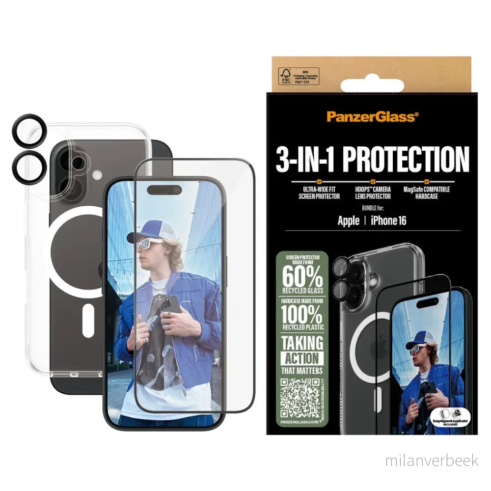 PanzerGlass – iPhone 16 3-i-1 beskyttelsespakke v:3754159