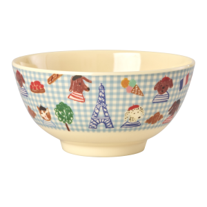 Rice – Melamine Bowl with Blue Kids in Paris Print – Blue – Medium – 700 ml v:6835044