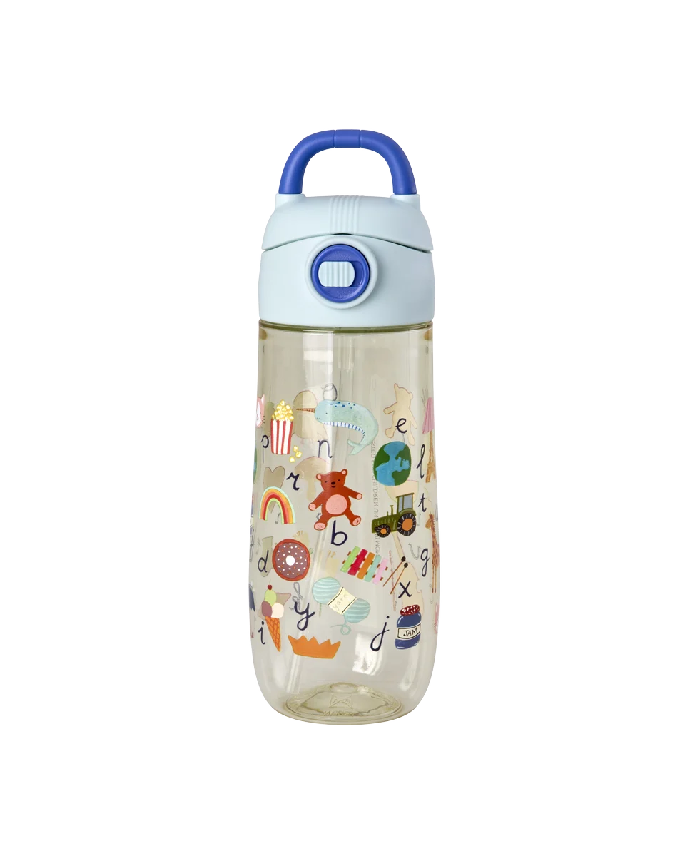 Rice - Kids Drinking Bottle - Plastic with ABC Print - Blue - 550 ml (PLBOT-SABC) v:1551890