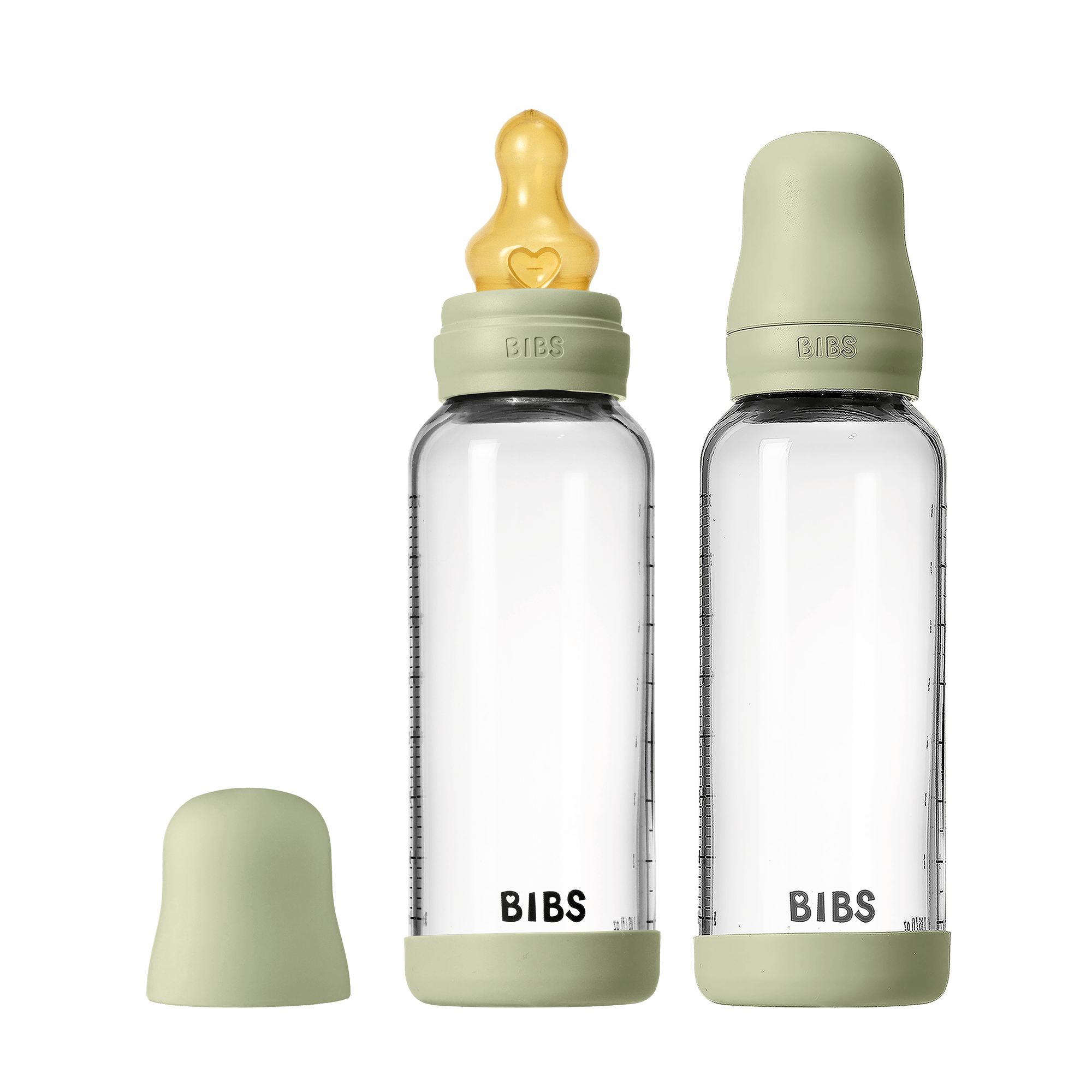 BIBS – Glass Baby Bottle Round Latex 2 pack Medium Flow – Sage – 240 ml v:7898225 BIBS – Glass Baby Bottle Round Latex 2 pack Medium Flow – Sage – 240 ml v:7898225