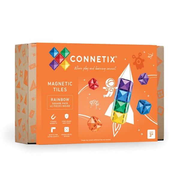 Connetix - Rainbow Square Pack 42 Pieces - (CT-R-00042-SQ) - Gratis frakt v:5778963