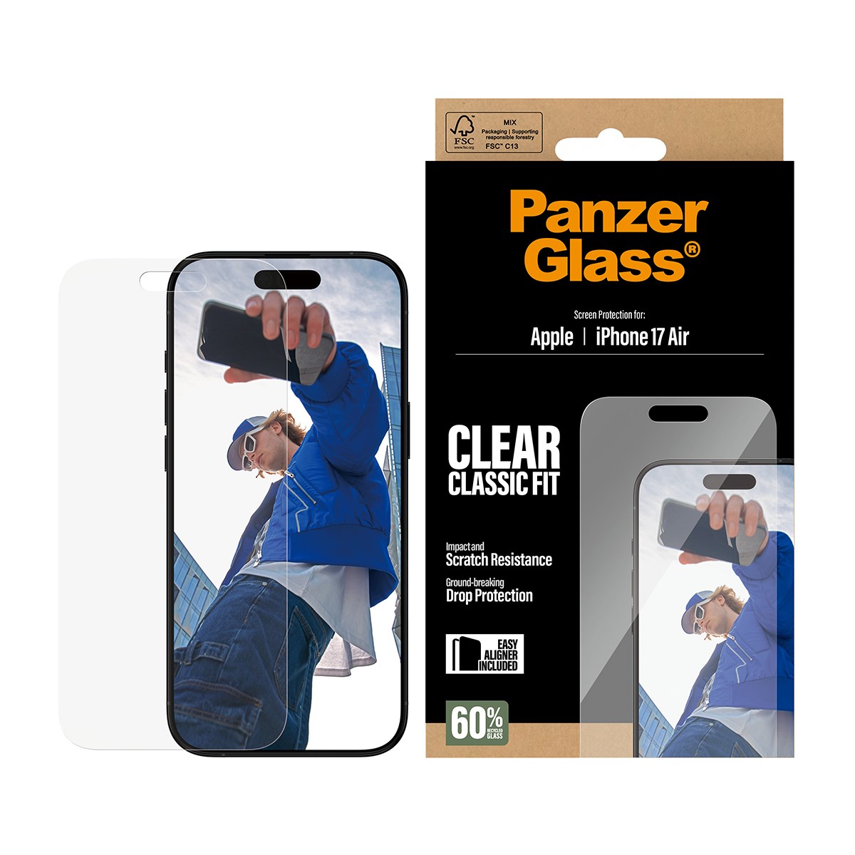 PanzerGlass - Skjermbeskytter iPhone Air - Classic Fit med EasyAligner v:6267438