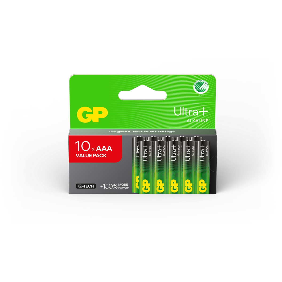 GP - Ultra Plus Alkaline Battery, Size AAA, 24AU/LR03, 1.5V (10-pack) v:3273404