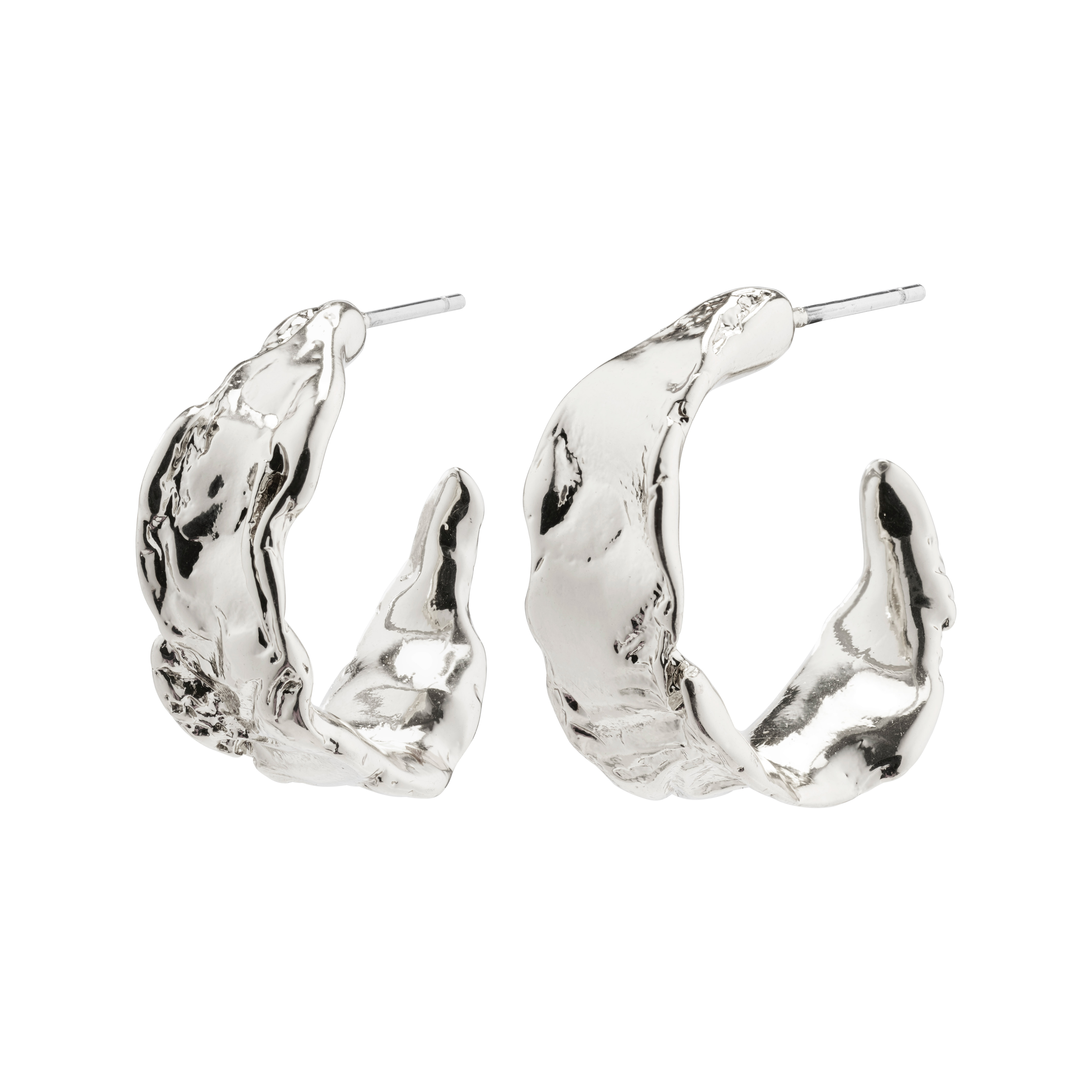 PILGRIM - Elara Organic Shaped Hoop Earrings - Silver Plated - 2.2 cm v:6881599