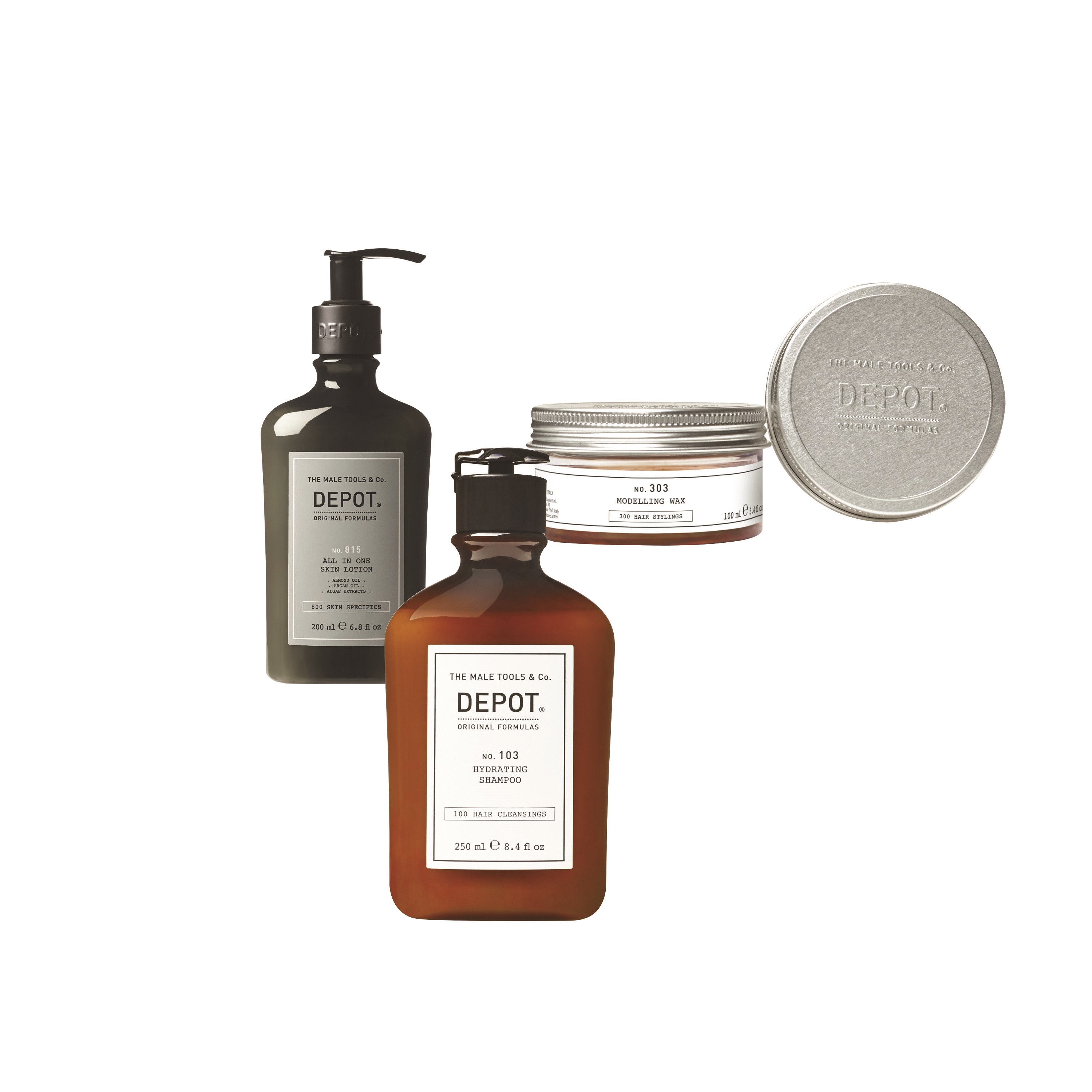 Depot – No. 103 Hydrating Shampoo 250 ml + Depot – No.815 All In One Skin Lotion 200 ml + Depot – No. 303 Modelling Wax 100 ml – Gratis frakt v:2435540 Depot – No. 103 Hydrating Shampoo 250 ml + Depot – No.815 All In One Skin Lotion 200 ml + Depot – No. 303 Modelling Wax 100 ml – Gratis frakt v:2435540