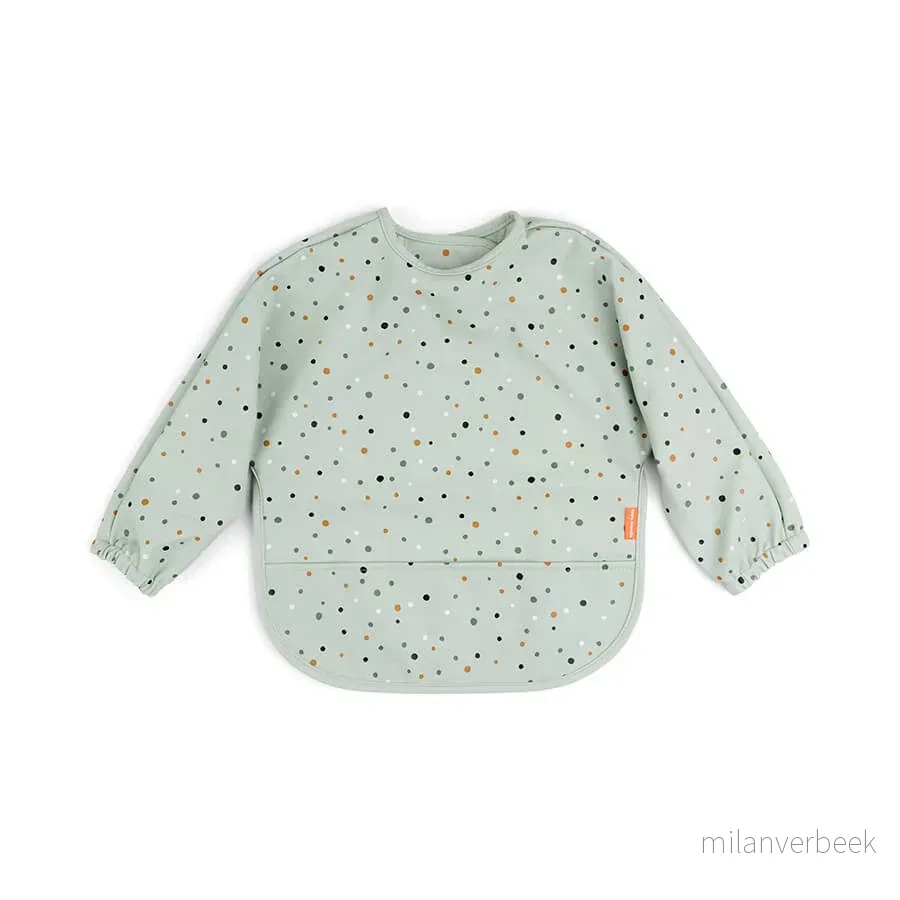 Done by Deer - Sleeved pocket bib - Happy dots Green v:7061058