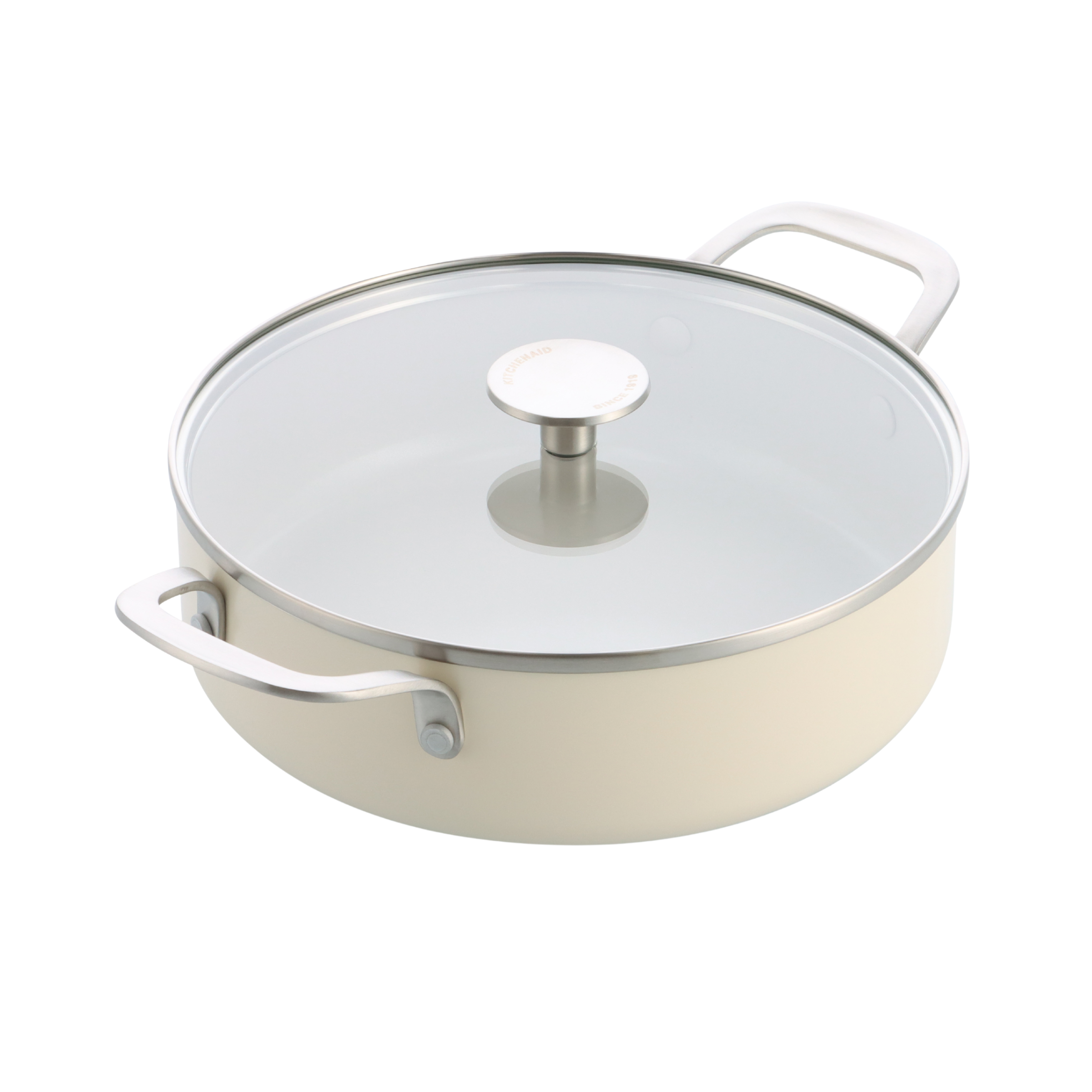 KitchenAid - Coloured Aluminum Covered Skillet with 2 Side Handles - Almond Cream - 24 cm - Gratis frakt v:8146425
