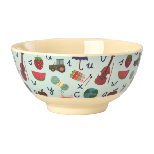 Rice – Melamine Bowl with Blue ABC Print – Blue – Medium – 700 ml v:5926008