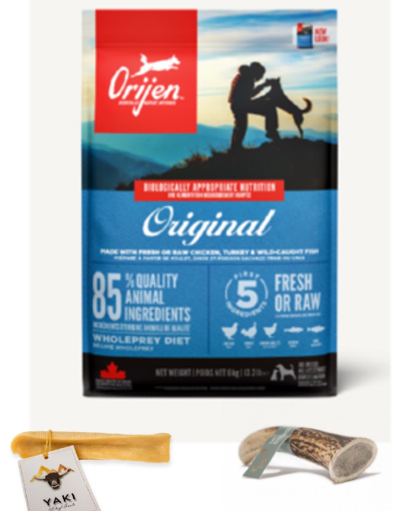 Orijen - 1x 11,4kg Original + 1x taki antler 18 cm + 1x yaki 100-109gr - Gratis frakt v:6608019