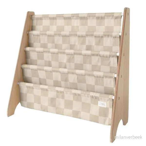 3 Sprouts – Bokhylle, Checkerboard – Beige – 61cm x 62cm x 25cm – Gratis frakt v:5695524