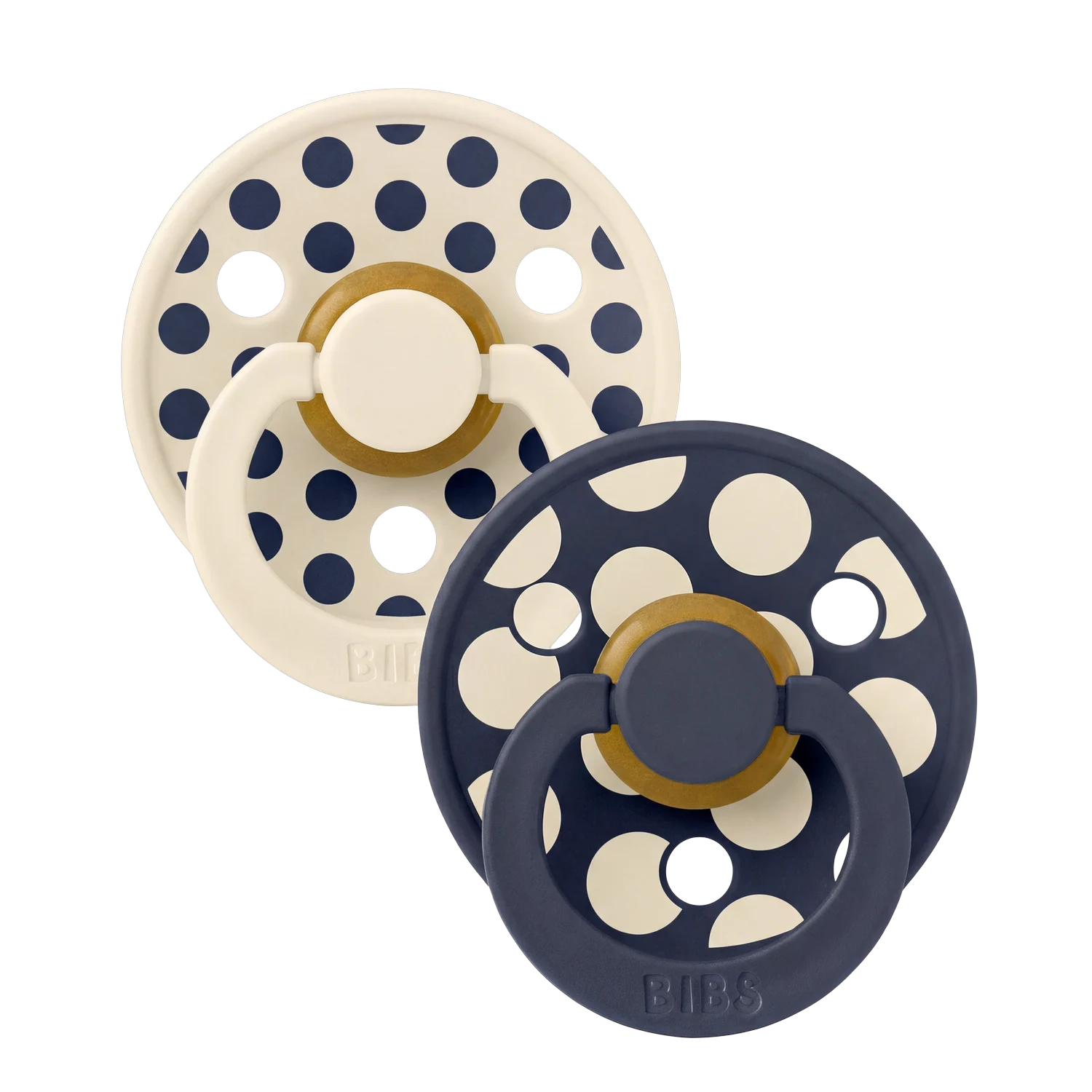 BIBS - Pacifier Studio Colour 2 PACK Polka Mix Latex - Ivory/Deep Space - Size 3 v:5705576