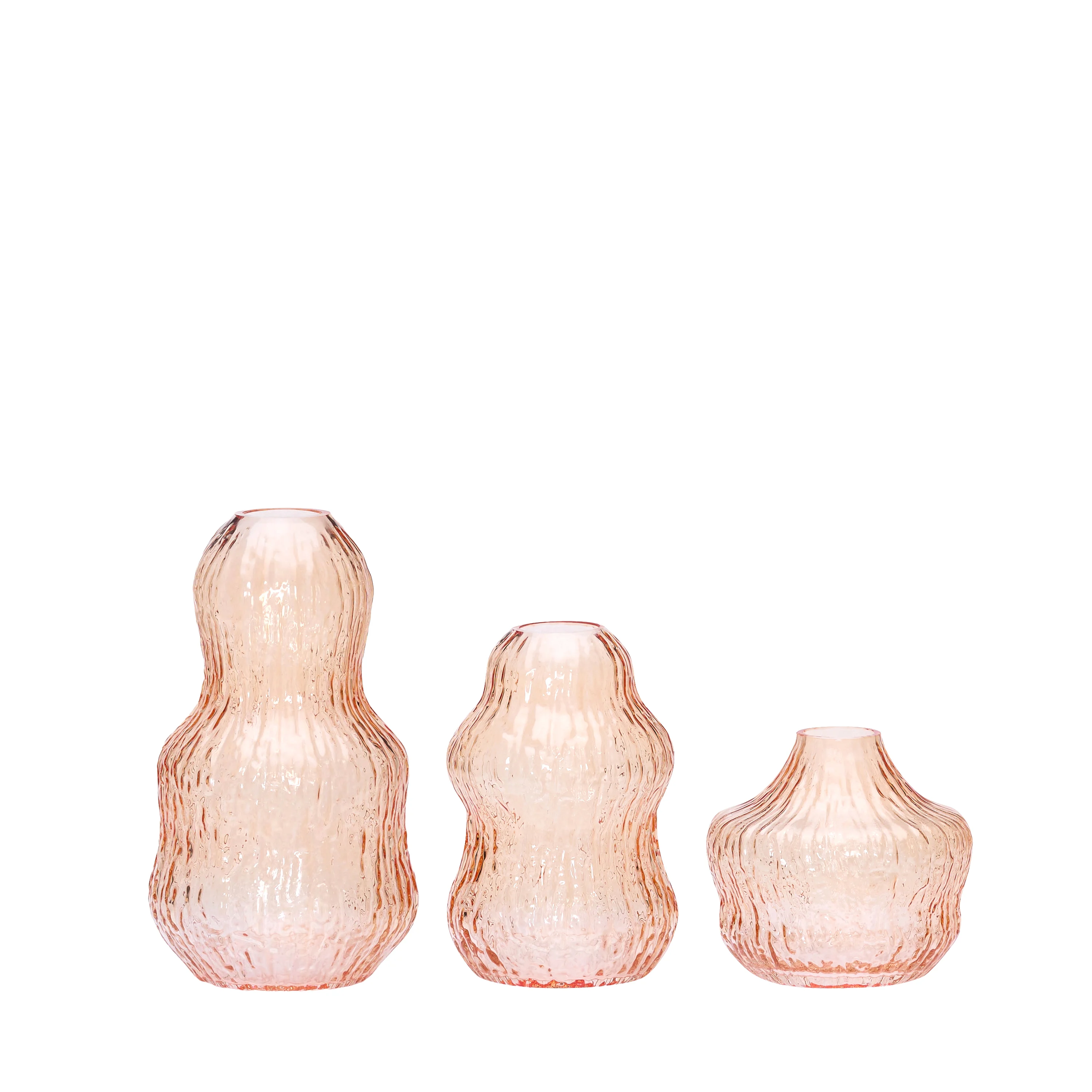 Hübsch - Fuyu Vases - Orange - Set of 3 - ø11xh20cm, ø10xh15, ø11xh10cm - Brown - Gratis frakt v:3484182