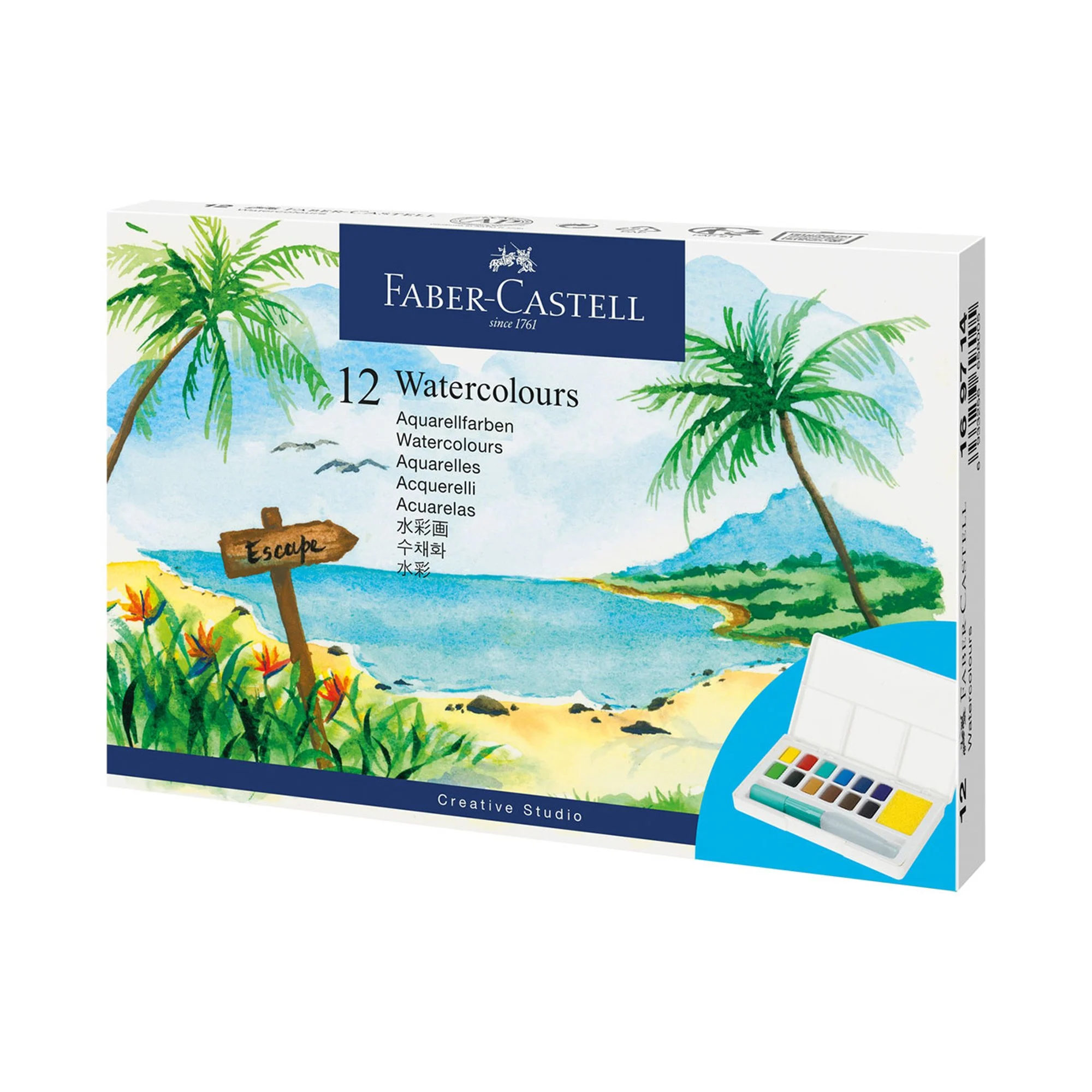 Faber-Castell – Watercolours in Pans – 12 pcs. + Brush (169714) v:1539733 Faber-Castell – Watercolours in Pans – 12 pcs. + Brush (169714) v:1539733