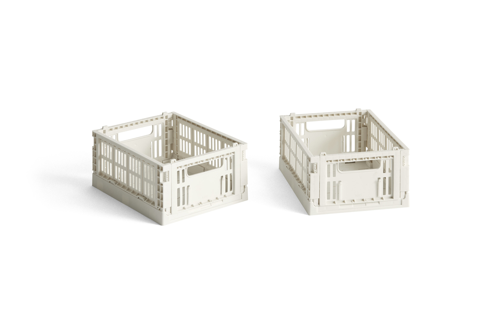 HAY – Sett med 2 Colour Crate Mini Oppbevaringskasser (Brutt Hvit) – Off White v:3210346 HAY – Sett med 2 Colour Crate Mini Oppbevaringskasser (Brutt Hvit) – Off White v:3210346