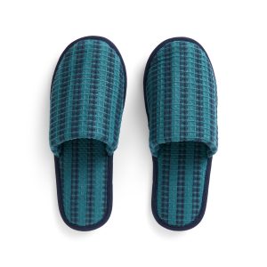 HAY – Waffle Stripete Tøfler – One Size – Petrolblå – Petrol Blue v:7666266