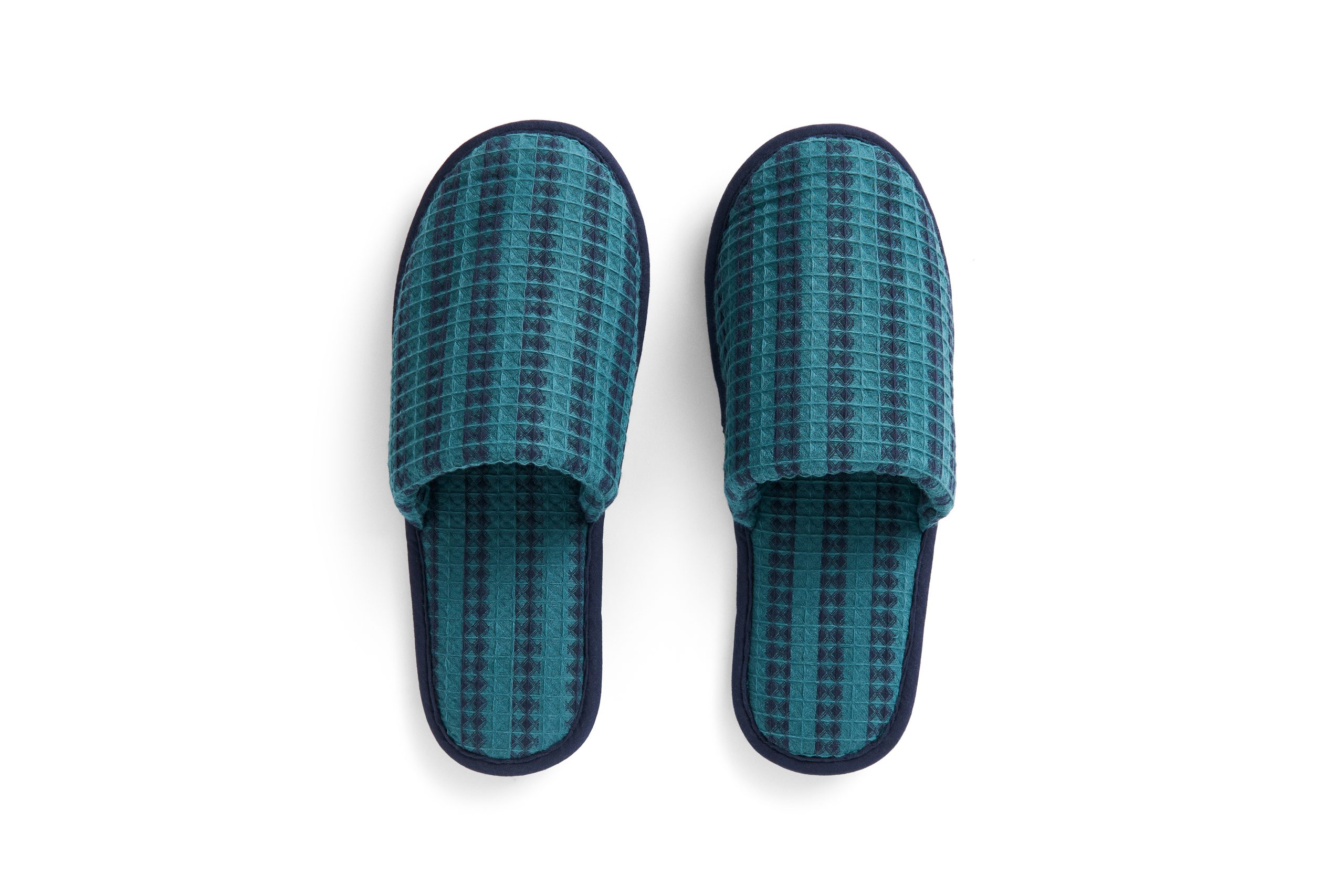 HAY - Waffle Stripete Tøfler - One Size - Petrolblå - Petrol Blue v:7666266