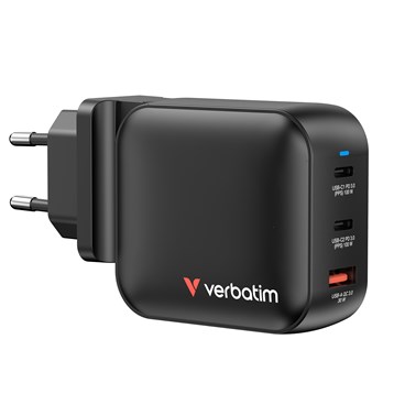 Verbatim – 100WGaN Charger, 3 Port US plug with EU and UK adaptors – Gratis frakt v:9745535 Verbatim – 100WGaN Charger, 3 Port US plug with EU and UK adaptors – Gratis frakt v:9745535