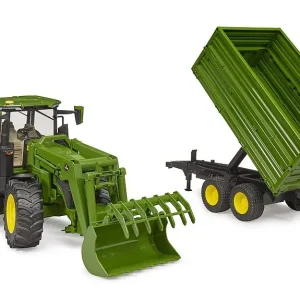 Bruder – John Deere 7R 350 w/Frontloader & Tipping Trailer (03155) – Gratis frakt v:7454151