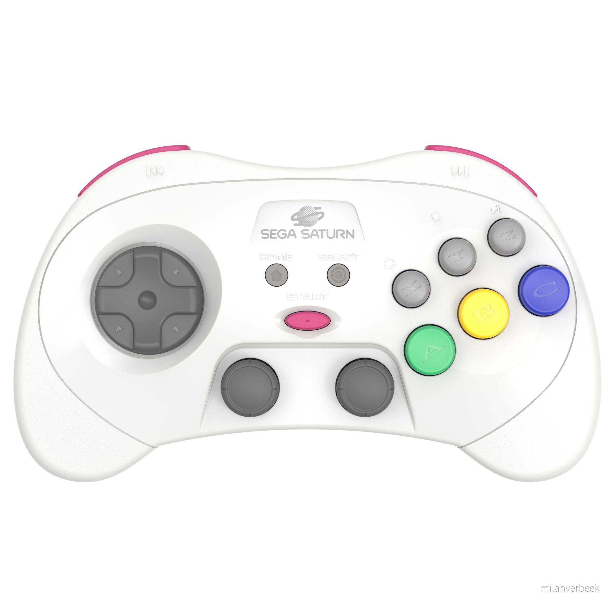 Retro-Bit – SEGA Saturn PRO Controller – White – Nordisk – Standard – White – Gratis frakt v:4830693