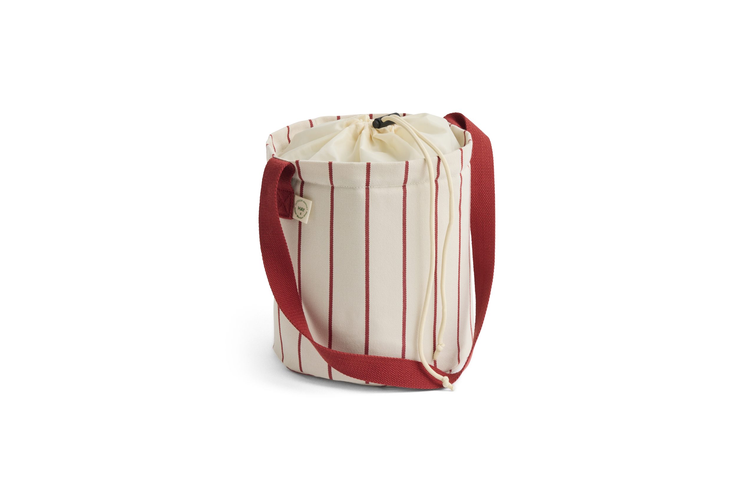 HAY – Outdoor Market Flaskeveske – Medium – Beige med Rød Stripe v:6129544