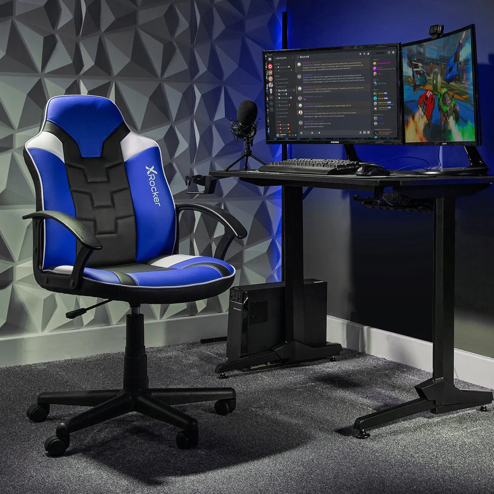 X-Rocker – Saturn Mid-Back Wheeled Esport Gaming Chair for Juniors and Teens – Black/Blue – Gratis frakt v:6827399 X-Rocker – Saturn Mid-Back Wheeled Esport Gaming Chair for Juniors and Teens – Black/Blue – Gratis frakt v:6827399