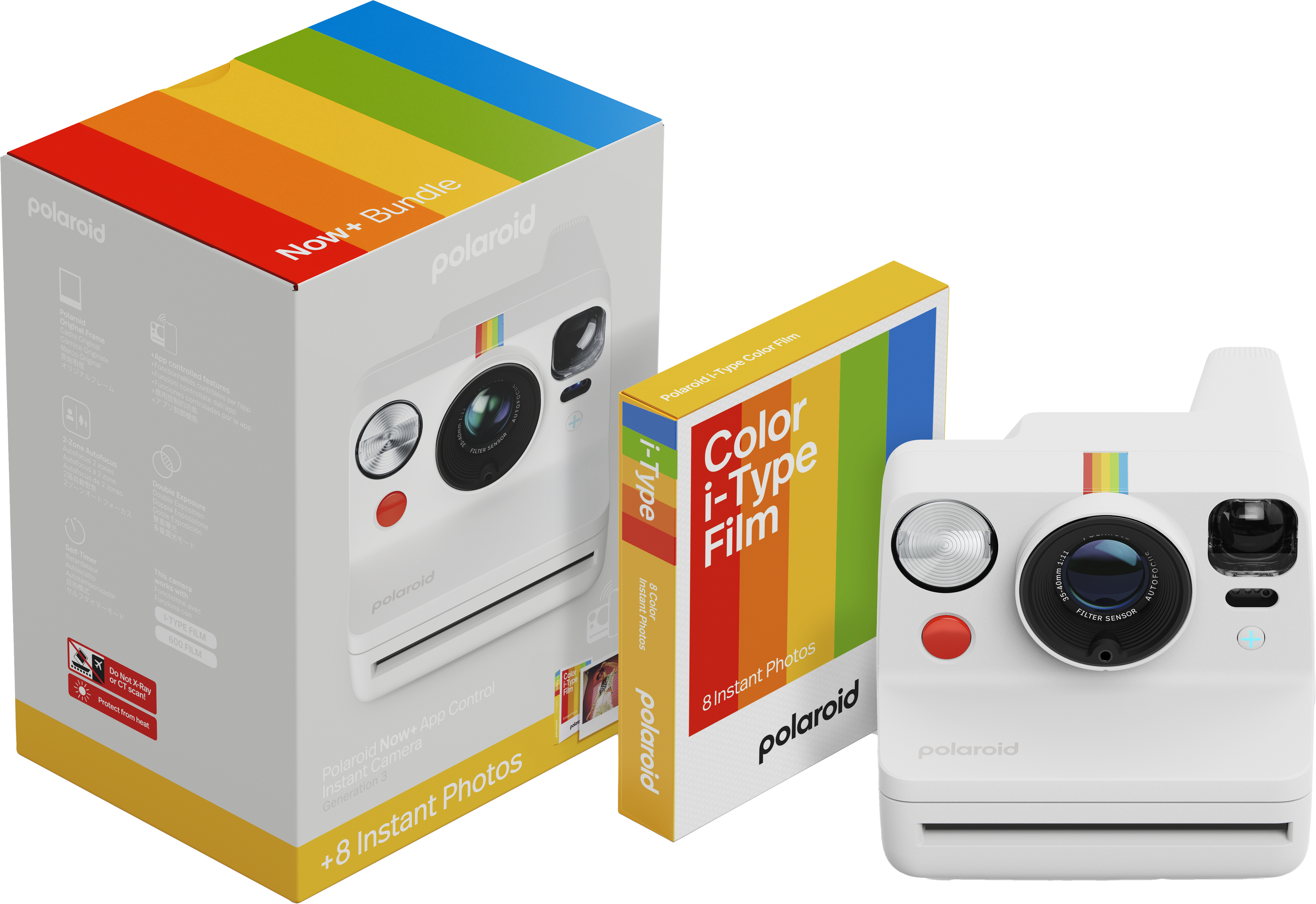Polaroid - Now+ Gen 3 White - Bundle with Color Film (8 photos) - Gratis frakt v:4280483