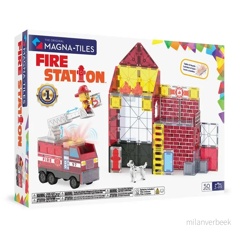 Magna-Tiles - Fire Station™ 50 Piece Set (90359) - Gratis frakt v:6925531