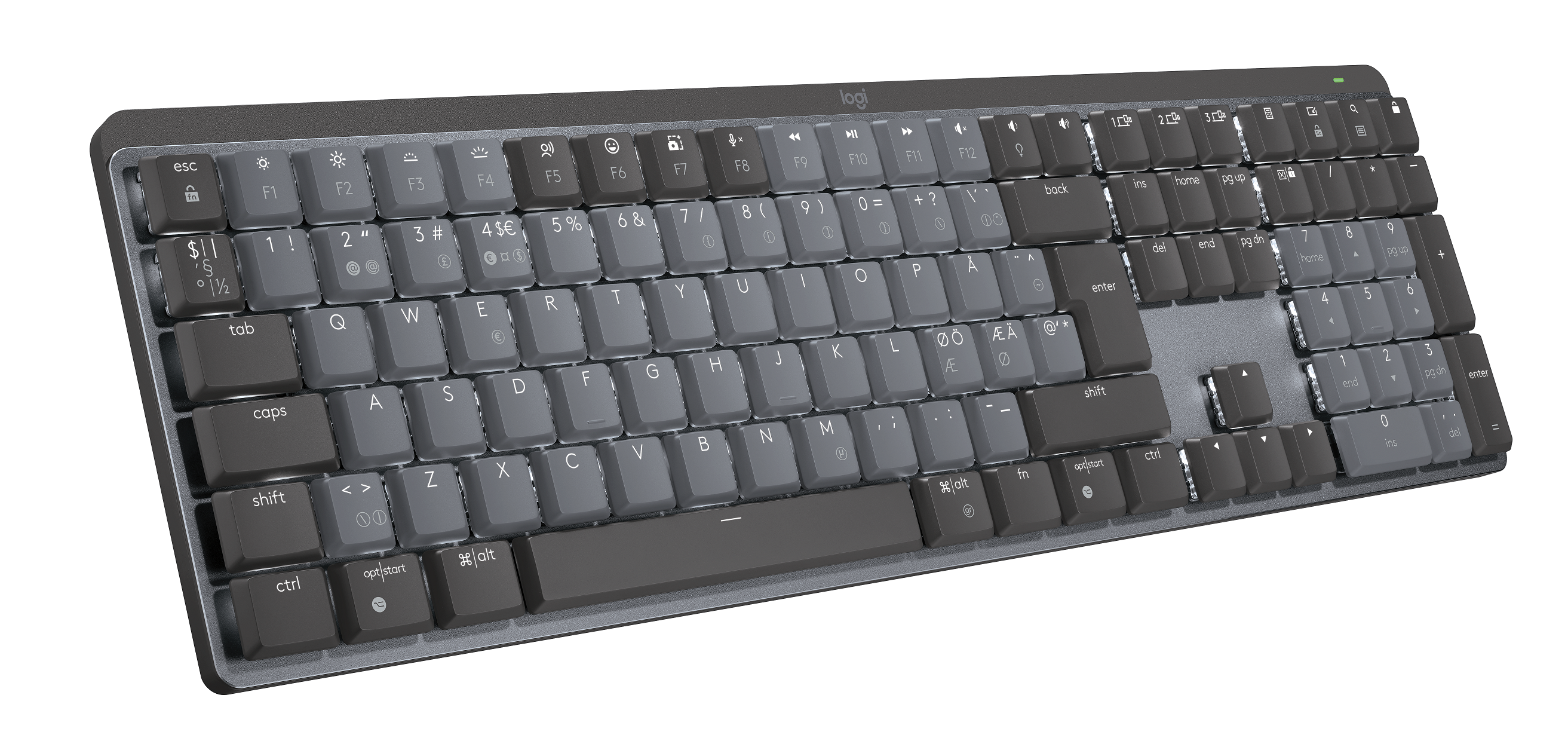 Logitech - MX Mechanical Wireless Illuminated Keyboard - Nordic - Clicky Switch - Clicky Switch - Gratis frakt v:5553619