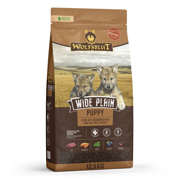 Wolfsblut - Dogfood - Wide plain horse - puppy - 12,5 kg. - (wb002) - Gratis frakt v:7699659