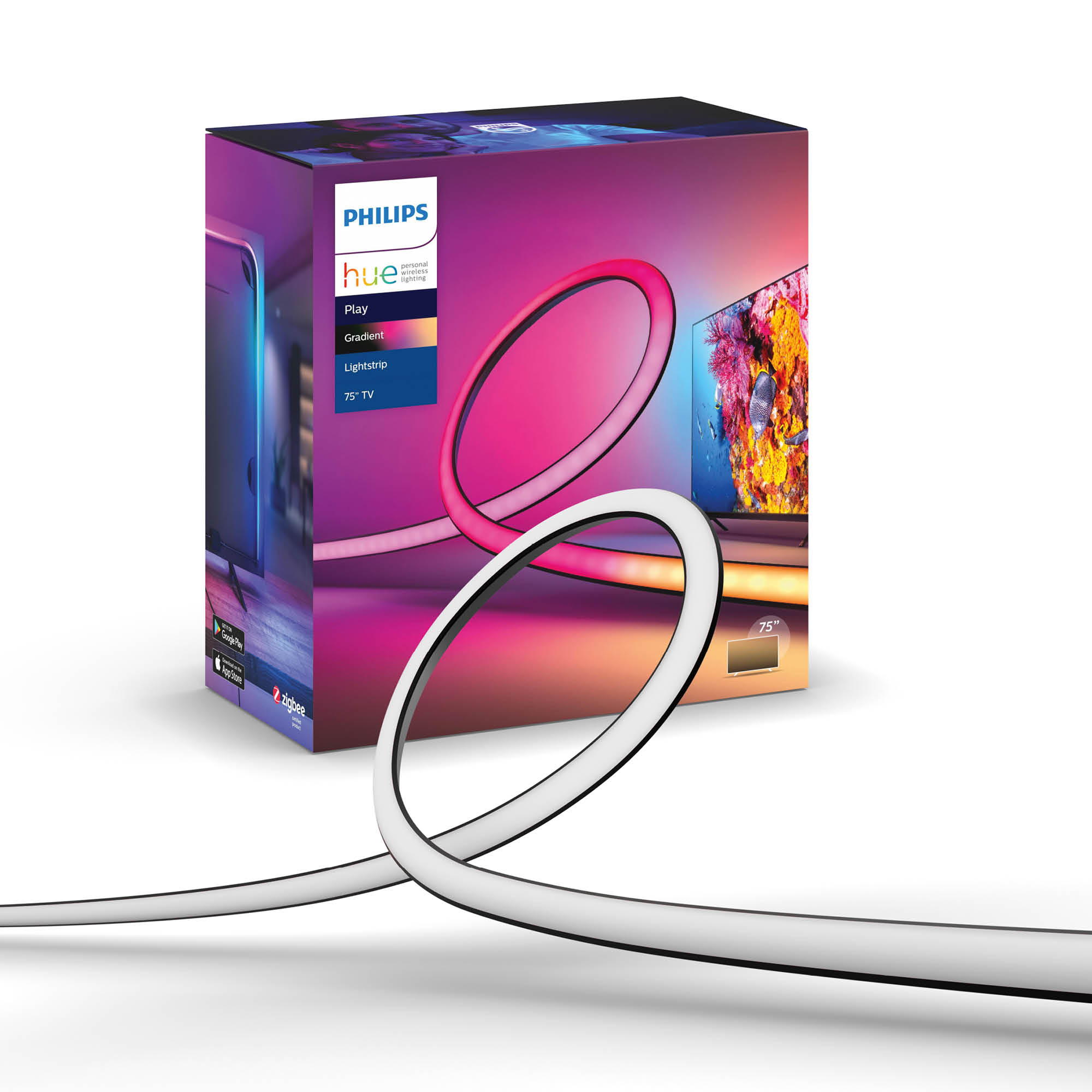Philips Hue – Lightstrip Gradient Lightstrip (for TV) TV 75" EU Hue Sync Box nødvendig – Gratis frakt v:3229513